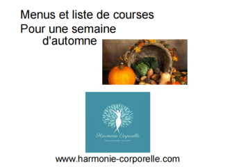 menus et liste de courses pour une semaine d'automne