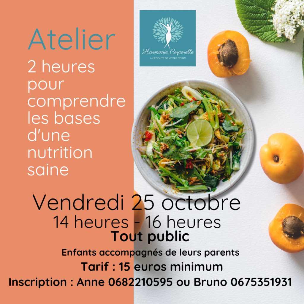 Une assiette et des fruits, un texte pour présenter l'atelier